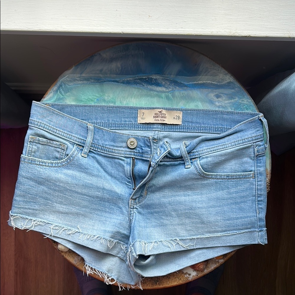 Hollister Light Blue Distressed Jean Shorts